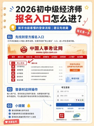 2026初中级经济师报名完整六步教程｜入口登录、填报资料、照片制作、承诺签署、资格核查全图解
