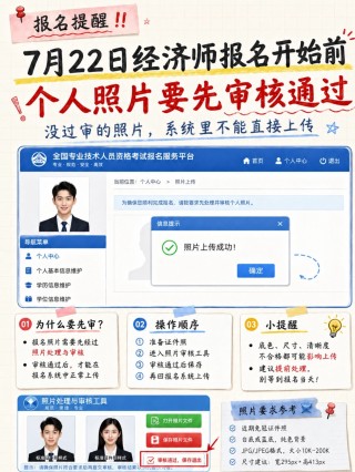2026经济师报名照片全套指南｜官方先审后传规则+尺寸底色+审核工具+上传失败解决办法