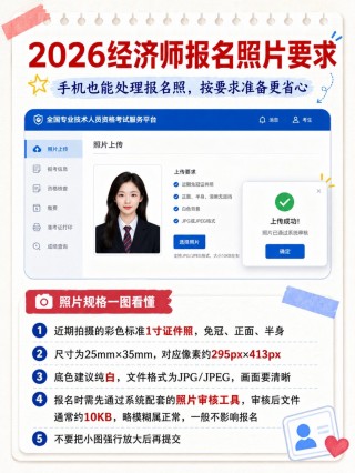 2026初中级经济师报名照片全流程教程｜官方规格+工具下载+拍点点证件照制作步骤