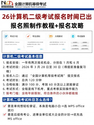 2026计算机二级考试报名时间已出，报名照制作教程+报名攻略
