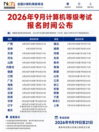 2026年9月全国计算机等级考试报考全攻略｜各省报名时间表+照片规范+MS/WPS选课指南