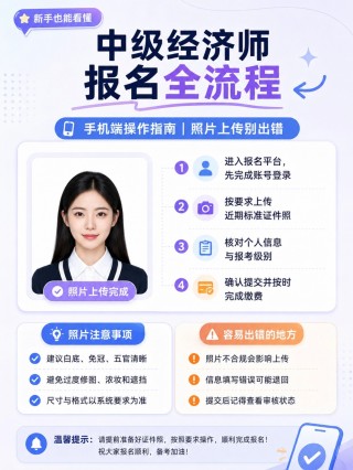 2026中级经济师手机端报名完整指南｜账号注册登录+证件照制作上传全步骤