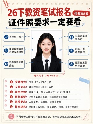 2026下教资报名证件照全攻略｜规范要求+手机制作+电脑/iOS上传+报名高频问答