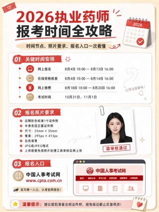 2026执业药师完整报考全攻略｜时间节点+证件照规范+官网分步报名教程