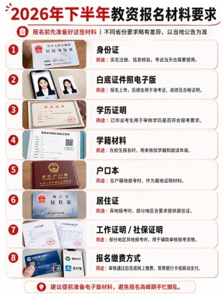 2026下半年教师资格证报名这些资料要准备好