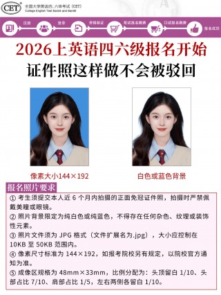 2026上半年英语四六级报名开始，不按要求照片直接退回