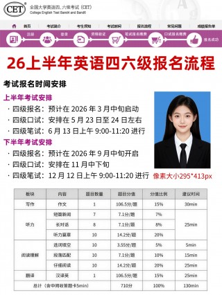 2026上半年英语四六级报名全流程｜照片制作+科目选择+缴费指南（附截图）