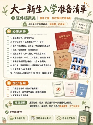 大一新生最全入学准备全攻略｜证件资料、生活用品、违禁清单、开学报到一日流程完整汇总