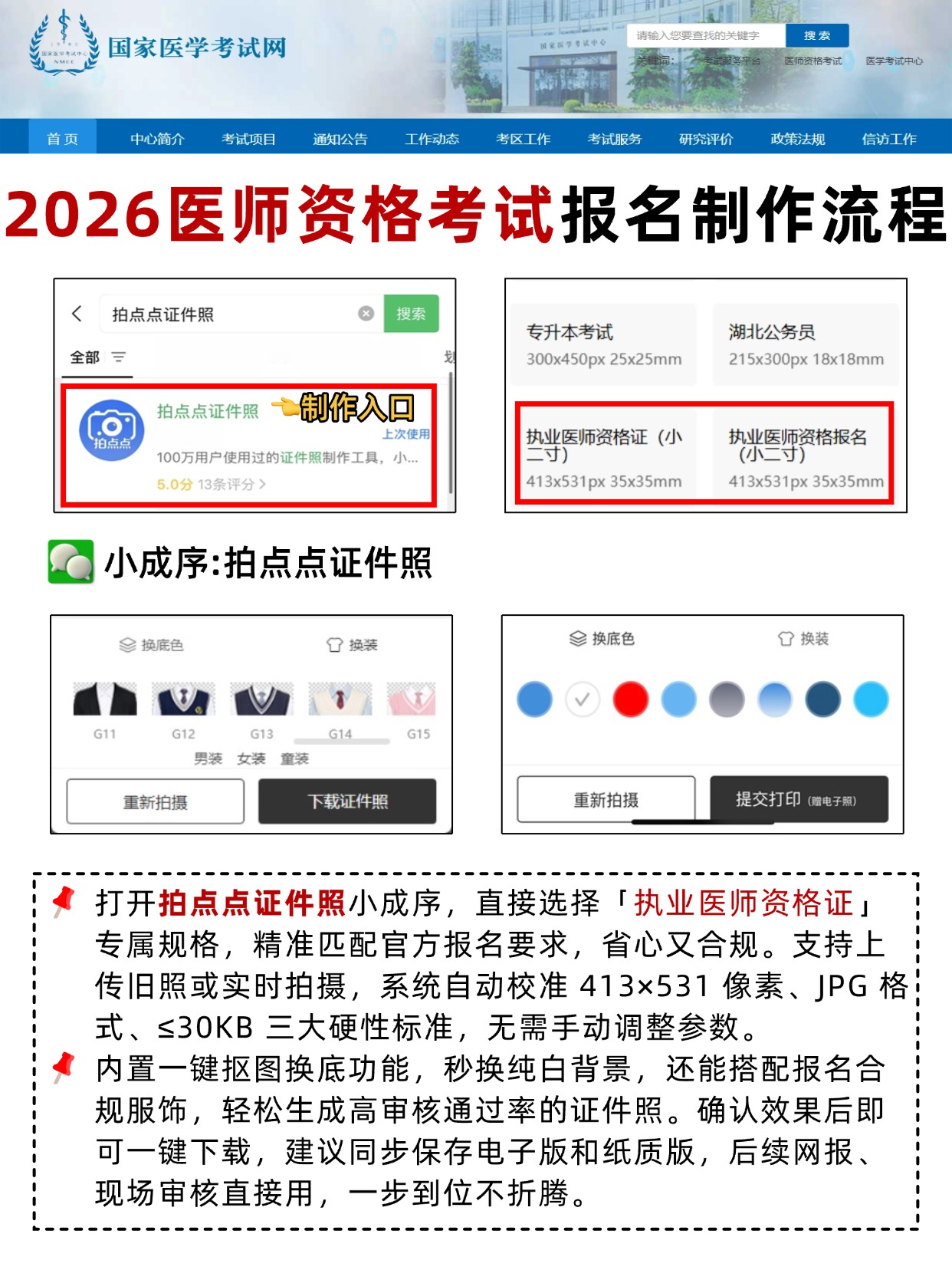 2026医师资格考试报名照全攻略：要求+制作+审核+证明填写