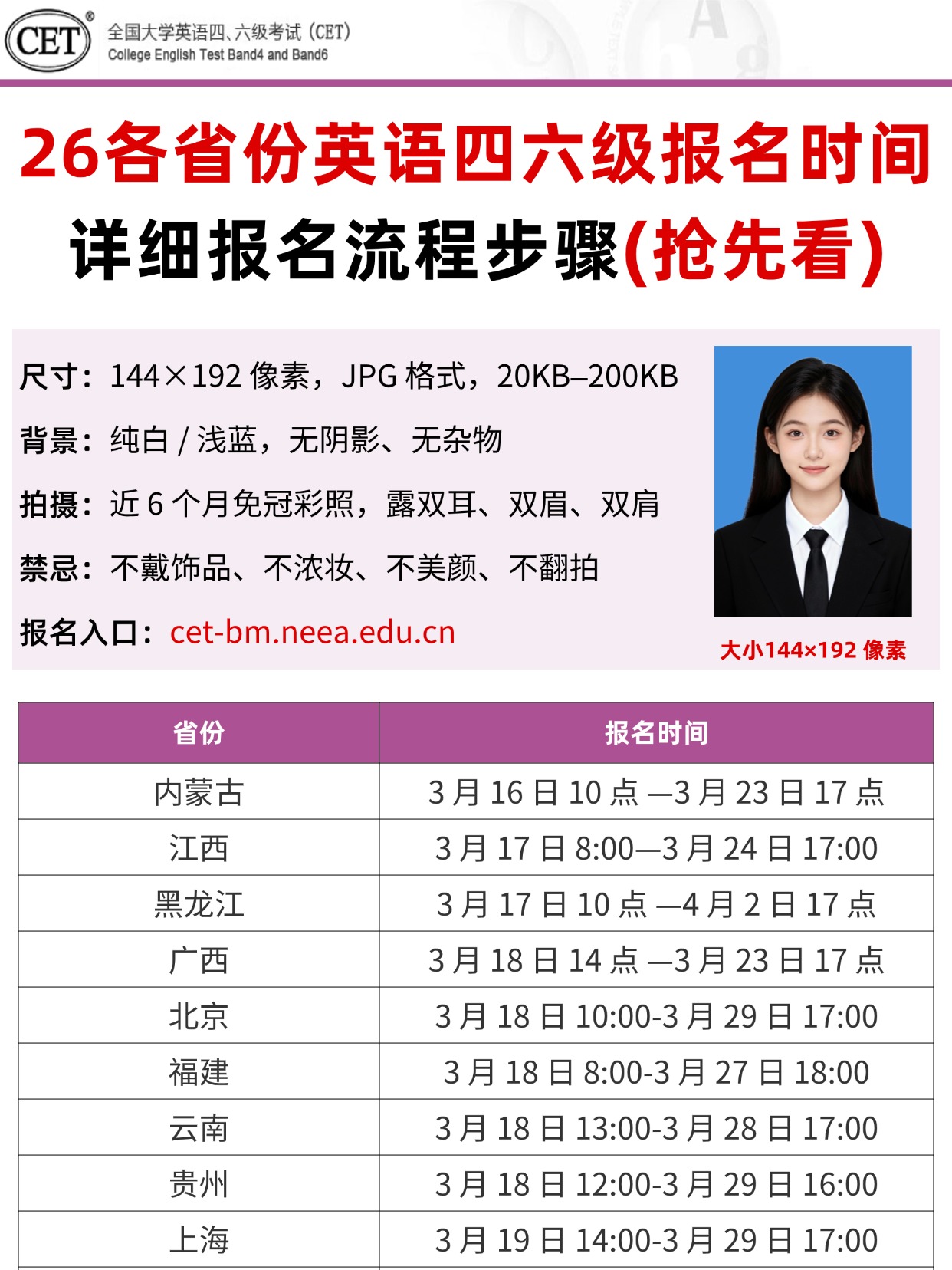 2026四六级各省报名时间