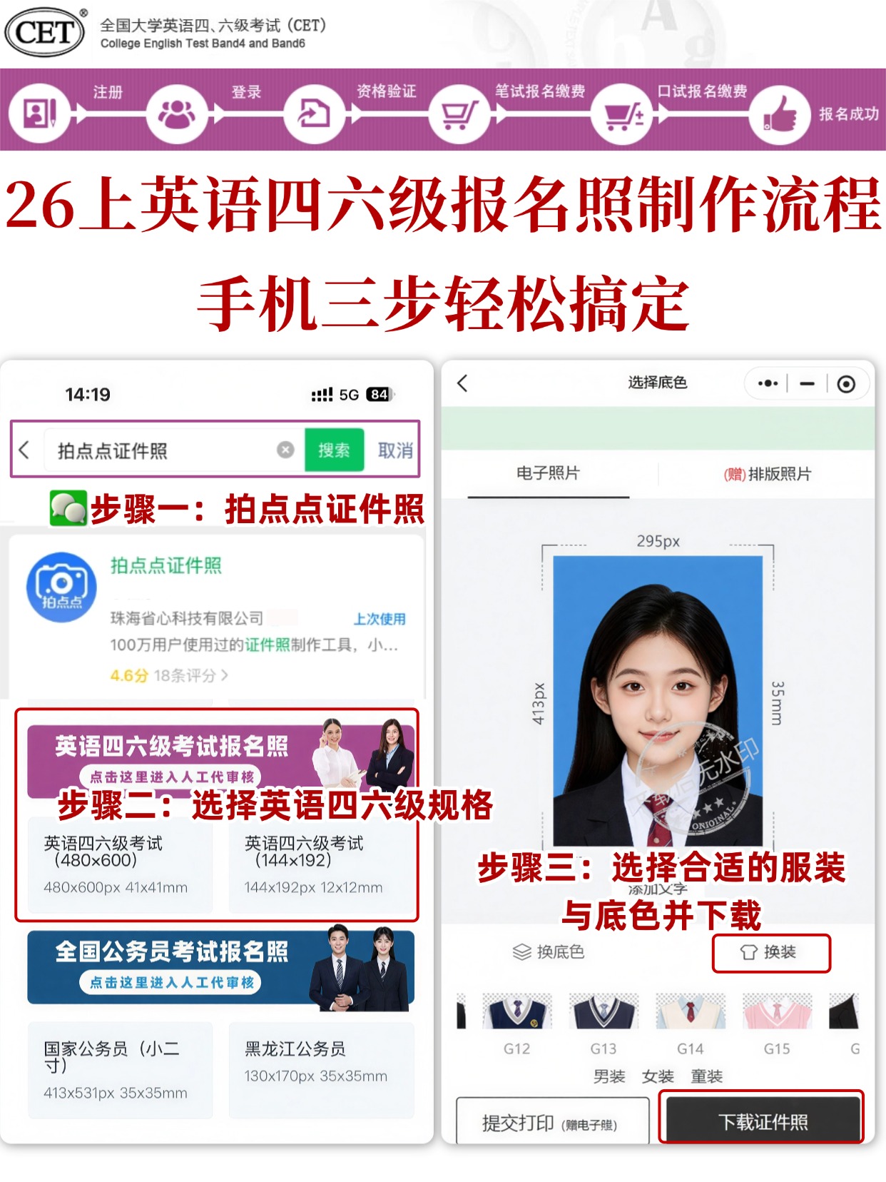 2026上半年英语四六级报名开始，不按要求照片直接退回