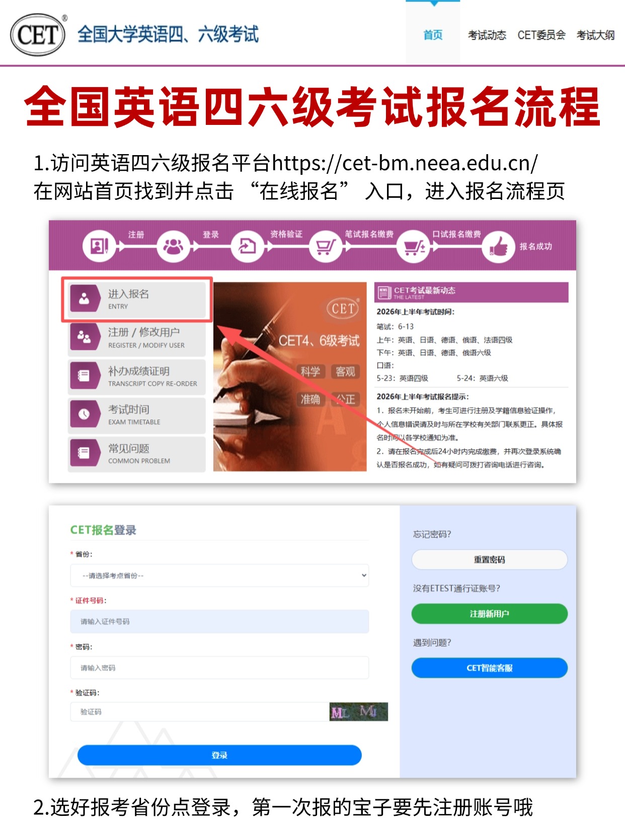 2026上半年四六级报名全攻略： 严格按照官方流程，建议收藏！