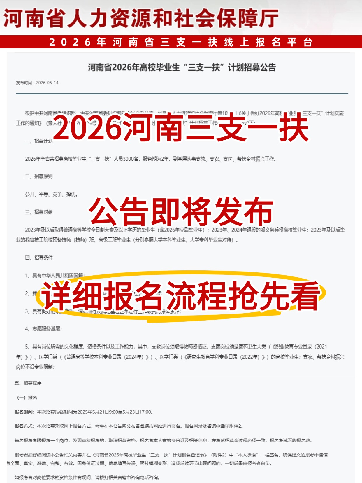 2026河南三支一扶报名全流程｜公告+7步报名+证件照