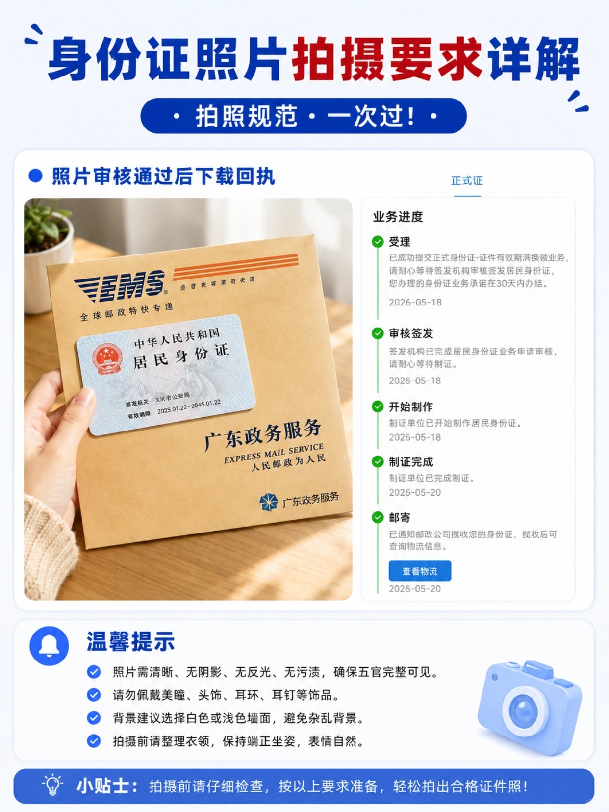 身份证证件照全攻略｜拍照规范+线上回执办理教程