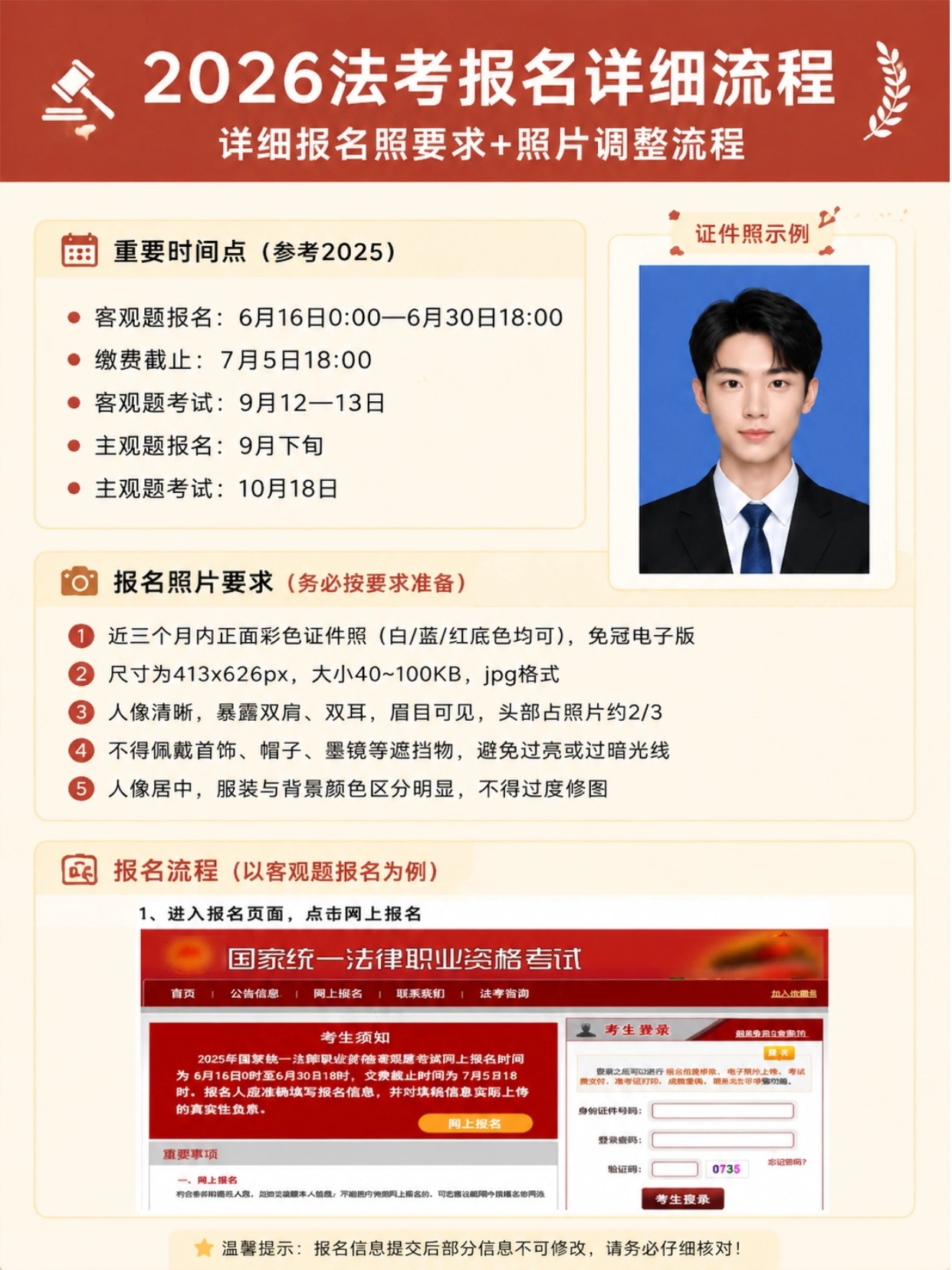 2026法考报名保姆级流程｜时间+证件照+填报步骤