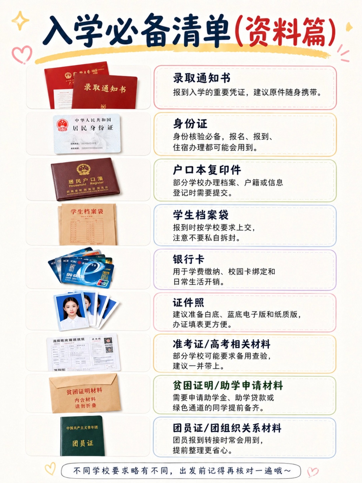 准大一新生完整入学攻略|必备资料+宿舍好物+证件照制作+避坑指南+报到当日流程