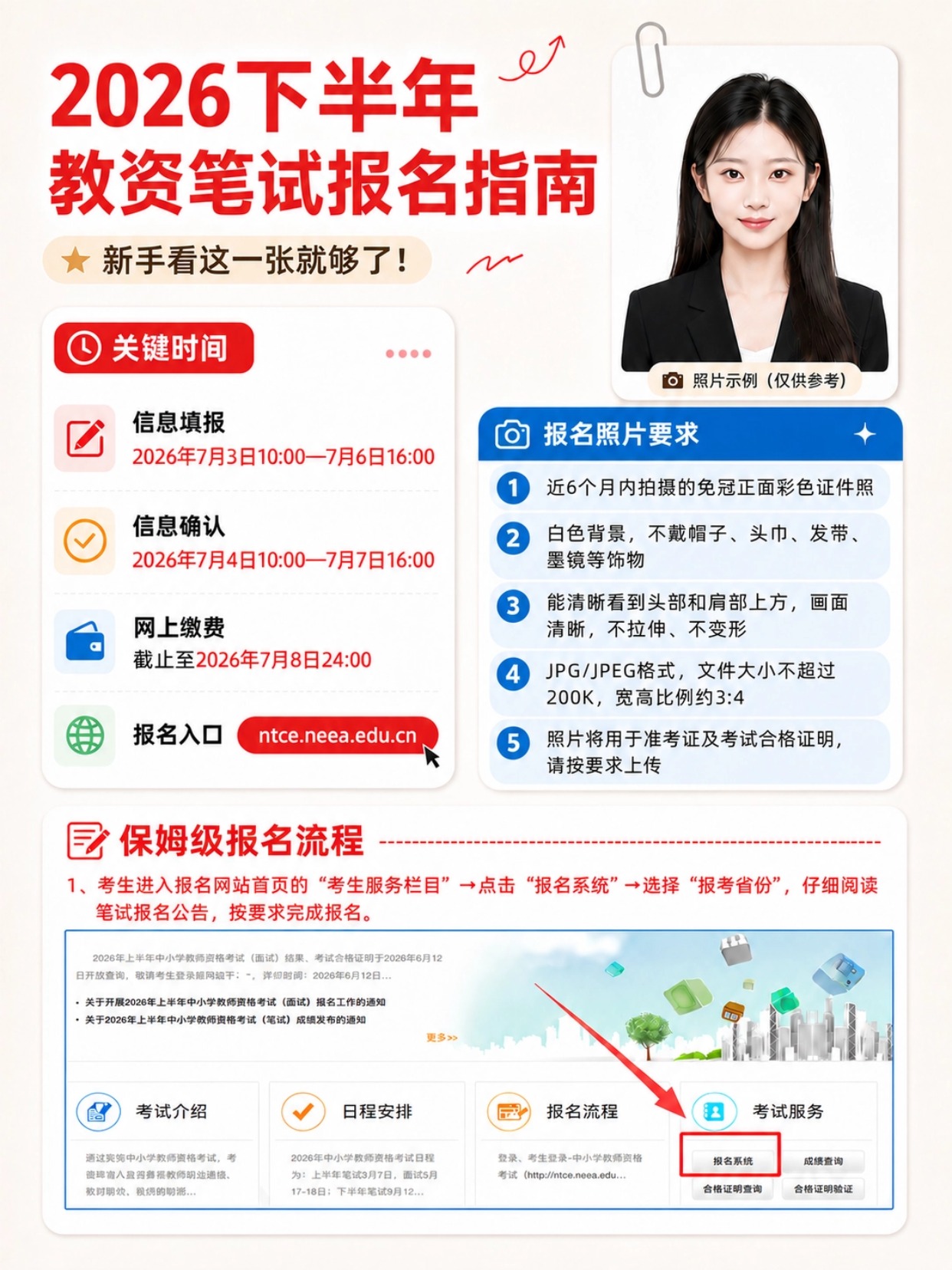 2026下半年教资笔试保姆级报名指南|官方时间+13步完整操作+证件照制作教程