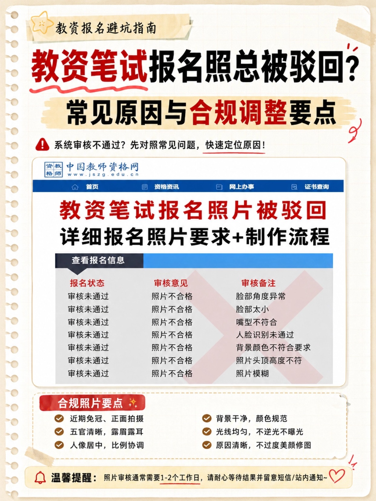 2026下教资报名全套避坑指南|照片驳回原因+制照教程+必备材料+报考常见问答