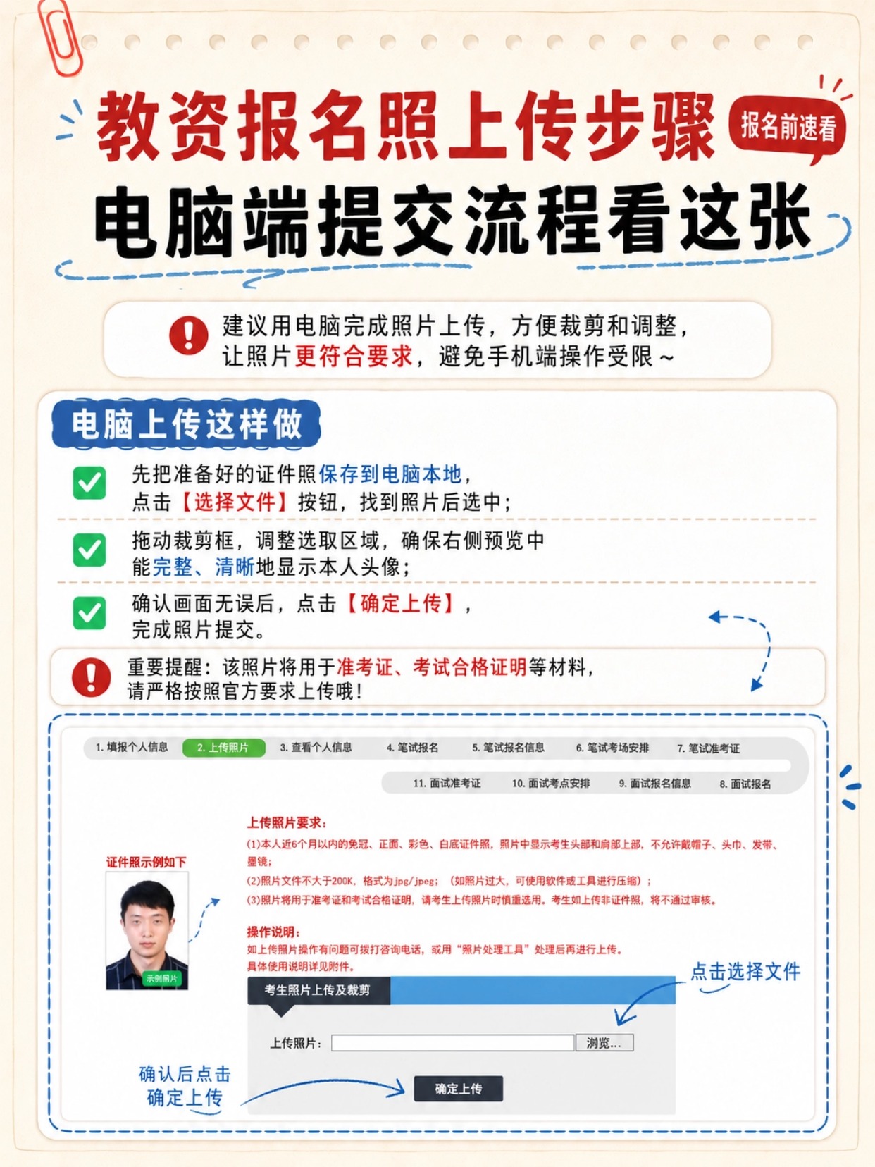 2026下教资报名证件照全攻略|规范要求+手机制作+电脑/iOS上传+报名高频问答