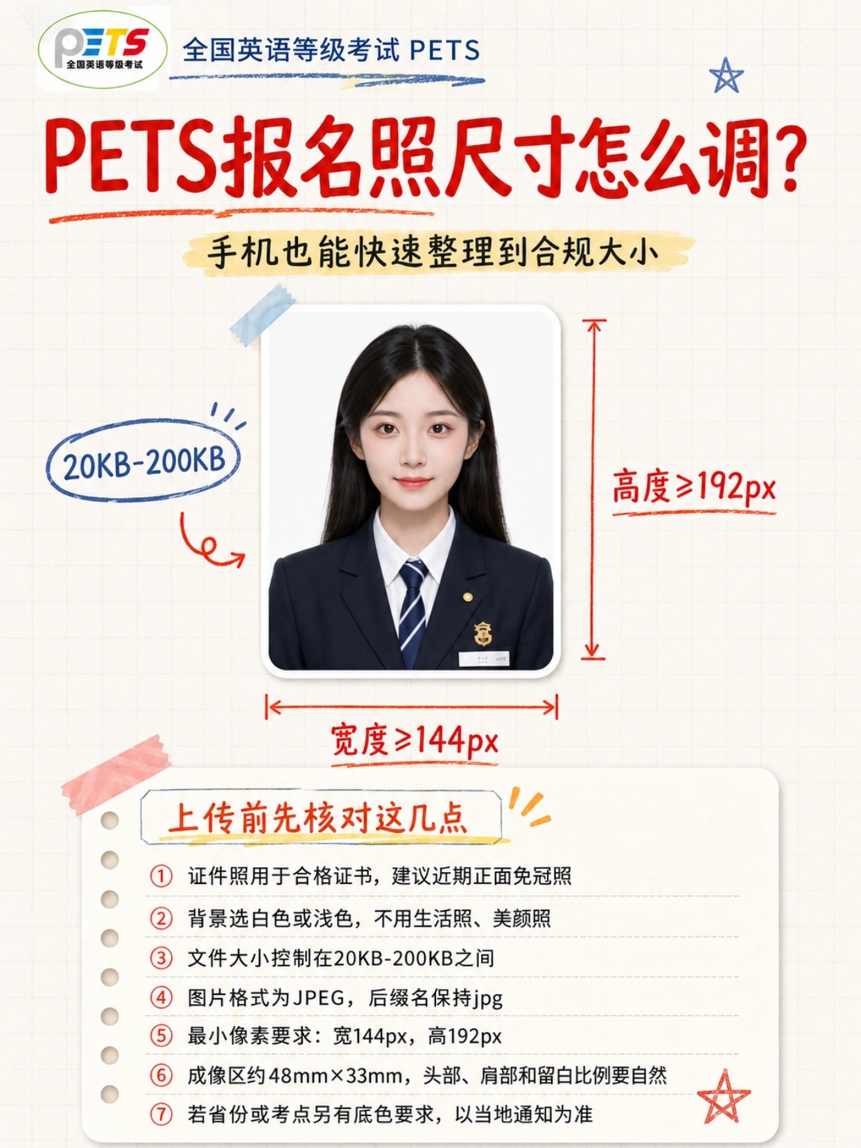 PETS全国英语等级考试报名照全套指南