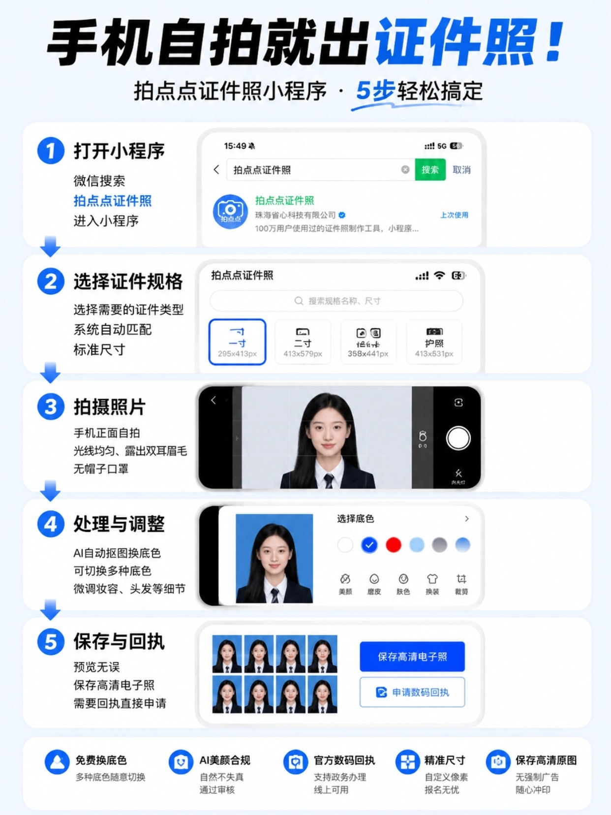 不用跑照相馆！手机自拍制作证件照全教程｜拍点点证件照功能+五步操作+避坑指南