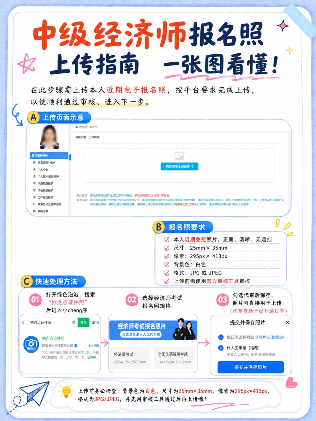 2026年初中级经济师完整报名指南|7步报名流程+证件照详细制作上传教程