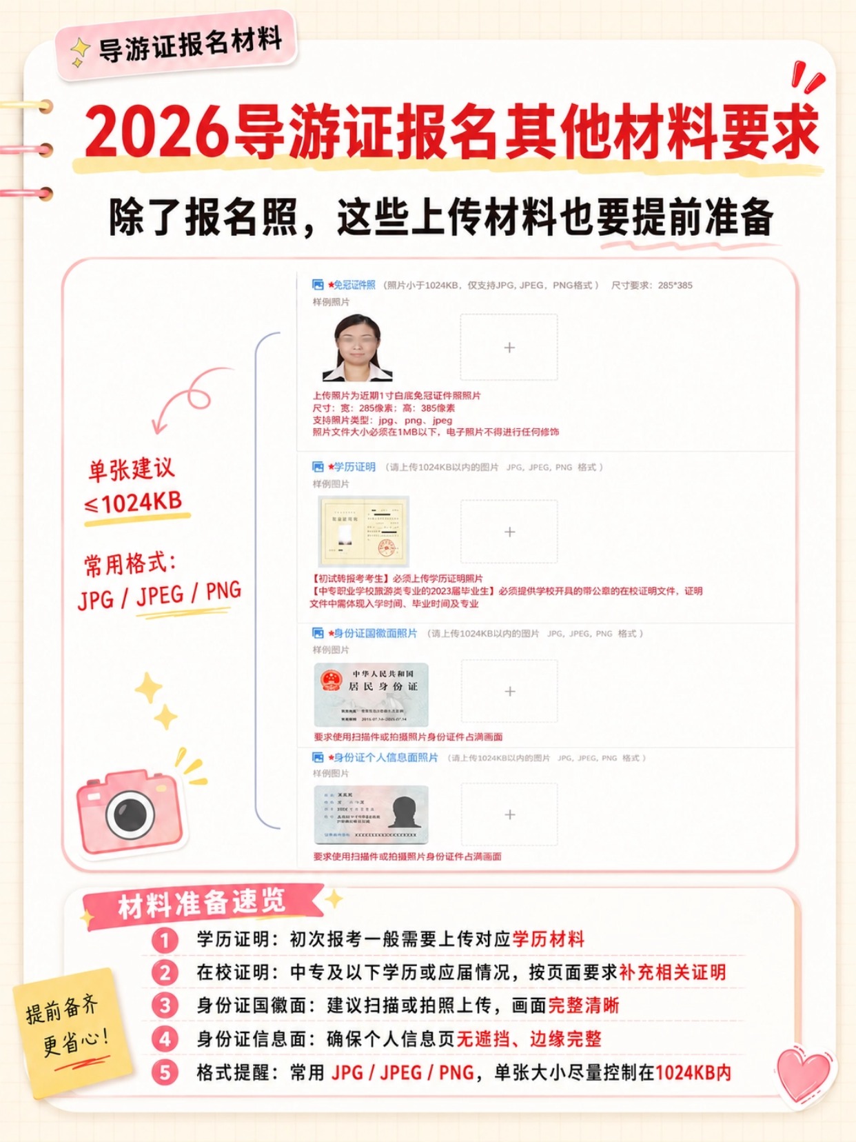 2026全国导游证报名照片规范+全套上传材料清单+证件照制作完整步骤