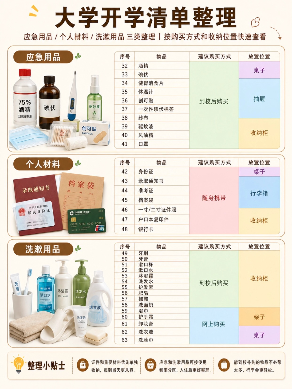 2026大一新生开学要准备什么？大学宿舍用品清单+入学证件照尺寸和制作流程