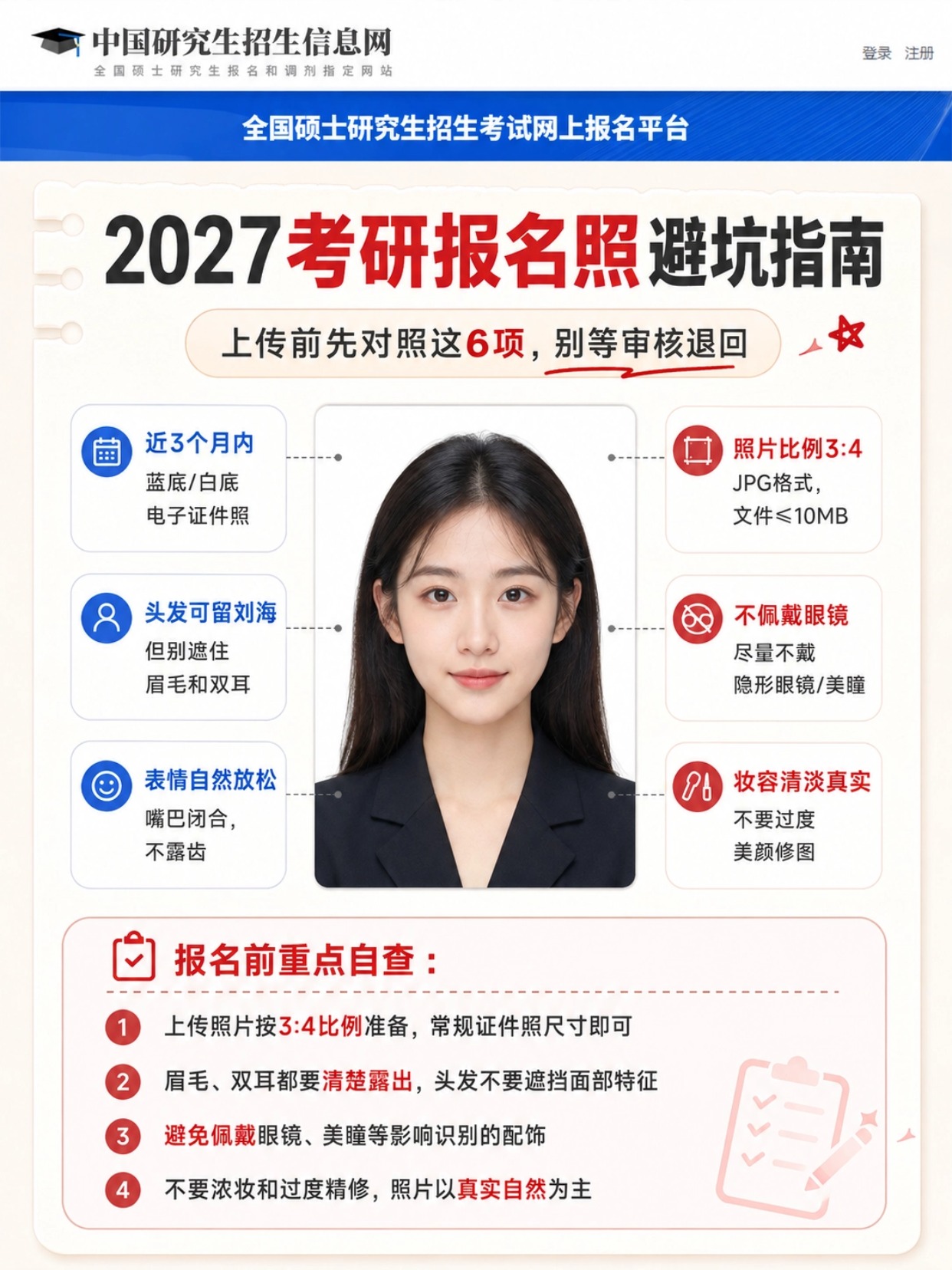 2027考研报名照要求整理：网上确认证件照尺寸、审核不过原因和手机制作流程