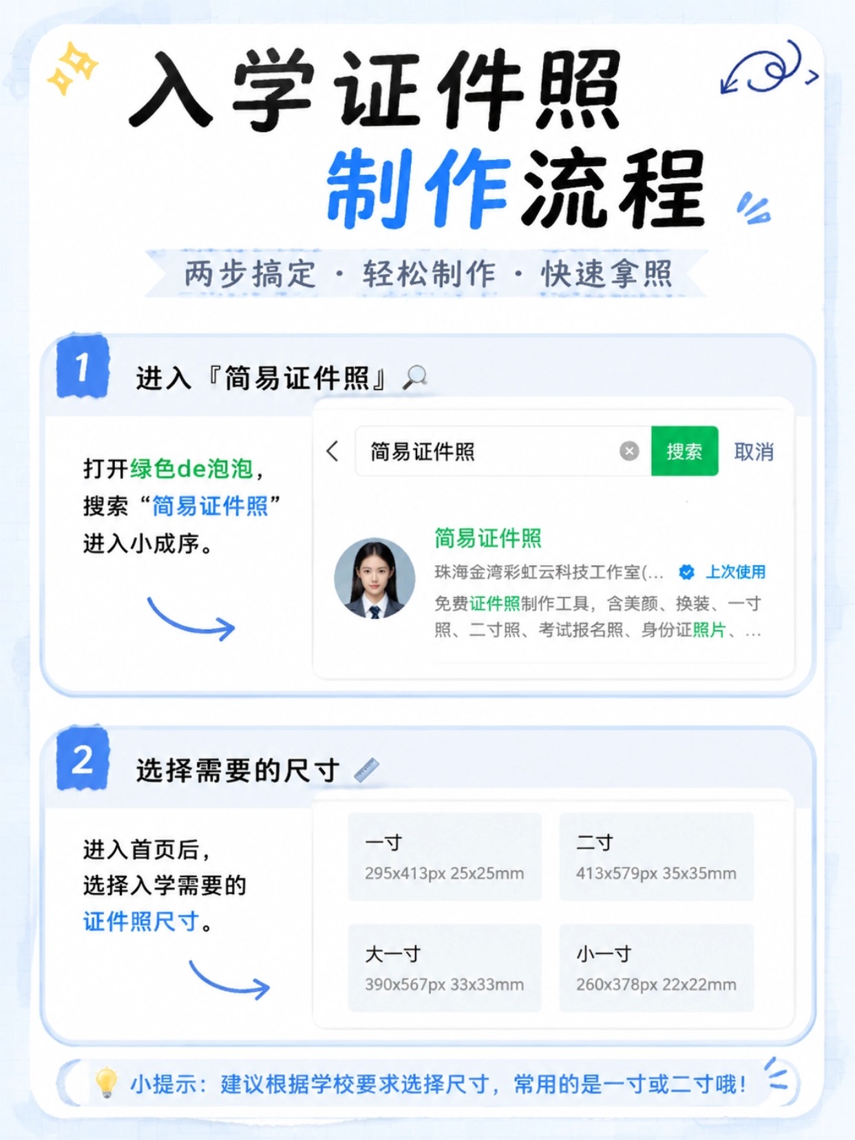 2026准大学新生入学证件照全解析:底色、尺寸、数量、制作流程一次看懂