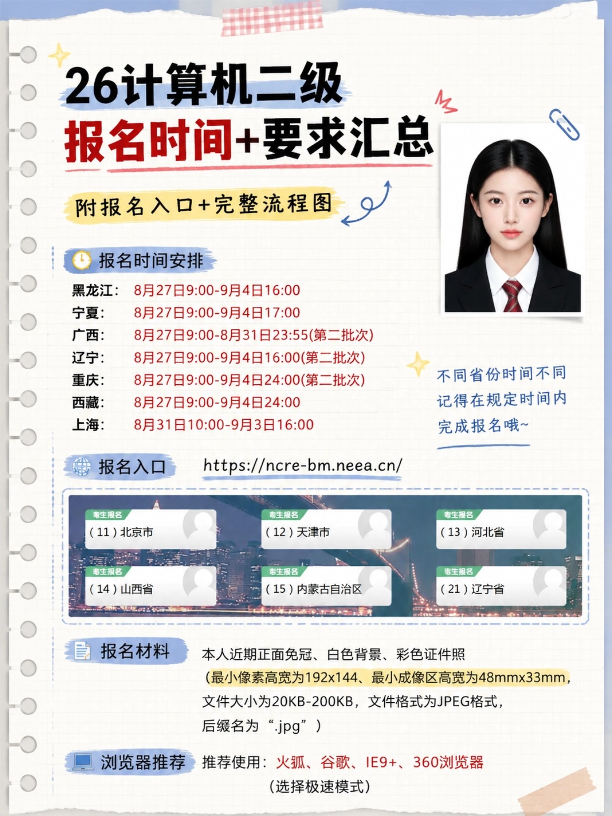 全国计算机二级报名全攻略|报名时间、证件照制作、完整网报步骤