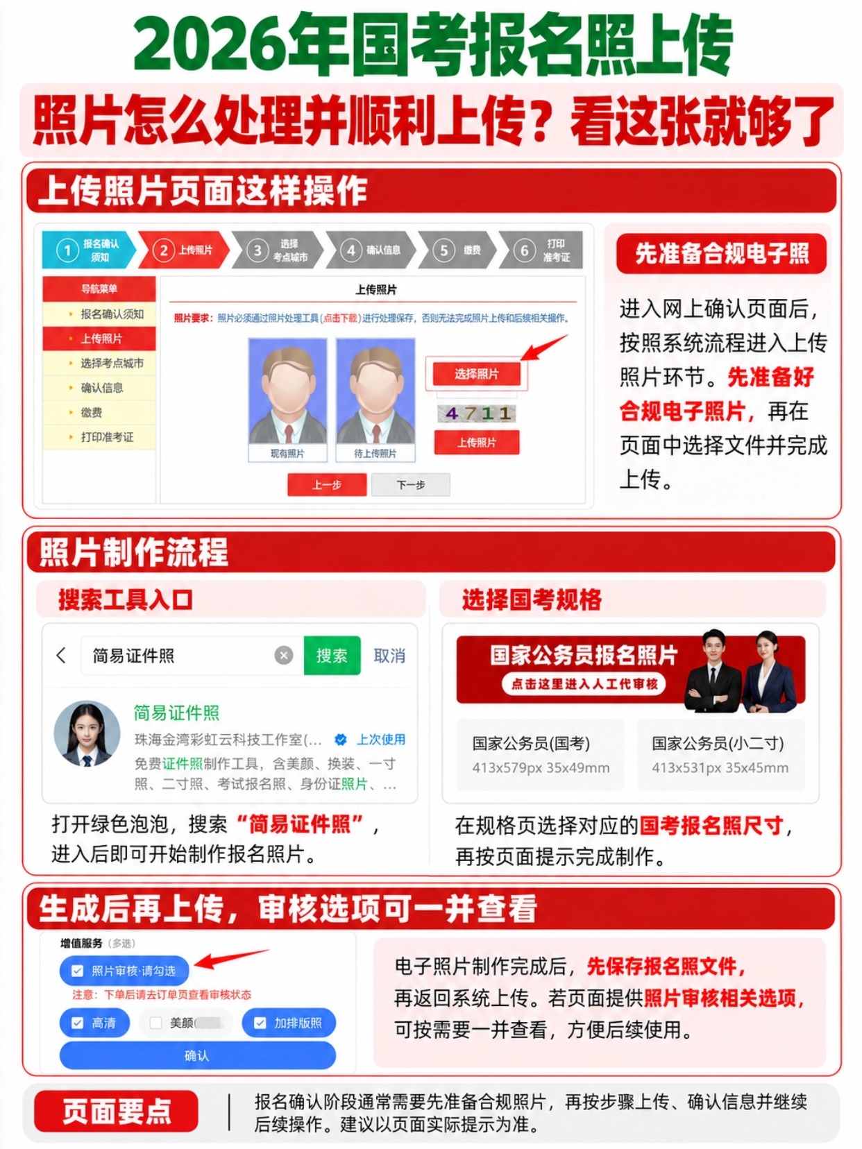 2027国考报名找不到上传照片入口?各省考生照片上传全流程,简易证件照小程序详细使用教程