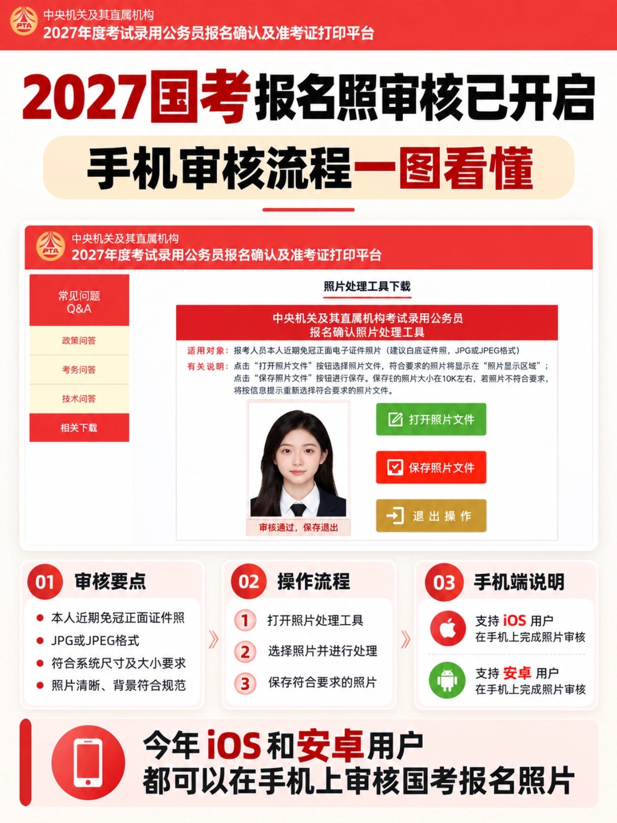 2027国考报名照片审核全攻略|官方照片处理工具使用教程,避坑清单