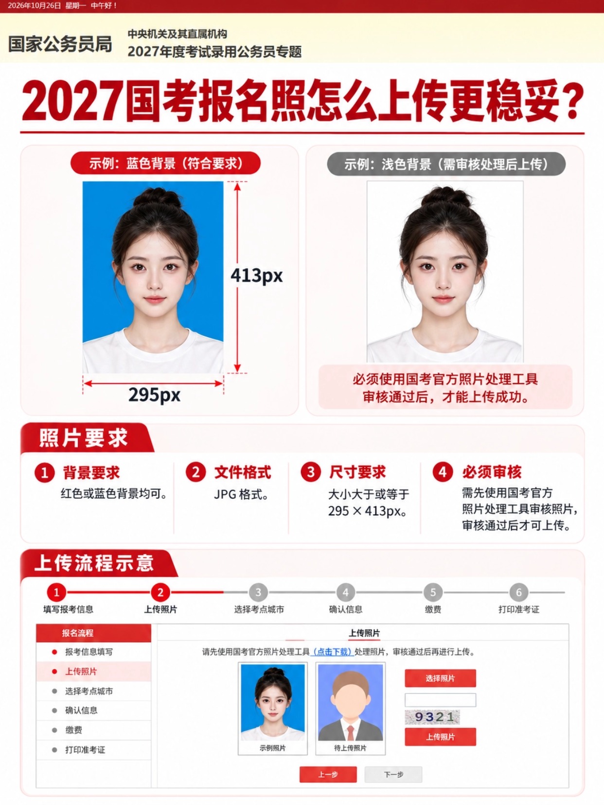 2027国考报名照怎么上传更稳妥|官方工具教程+拍点点证件照小程序详细介绍
